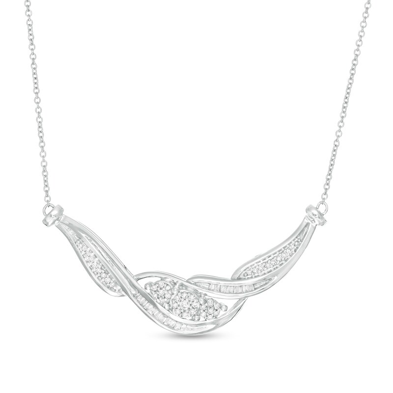 Main Image 1 of 1/2 CT. T.W. Diamond Past Present Future® Frame Necklace in 10K White Gold - 17"