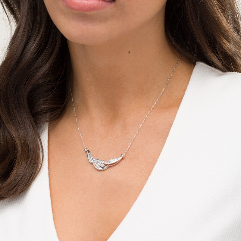Main Image 2 of 1/2 CT. T.W. Diamond Past Present Future® Frame Necklace in 10K White Gold - 17"