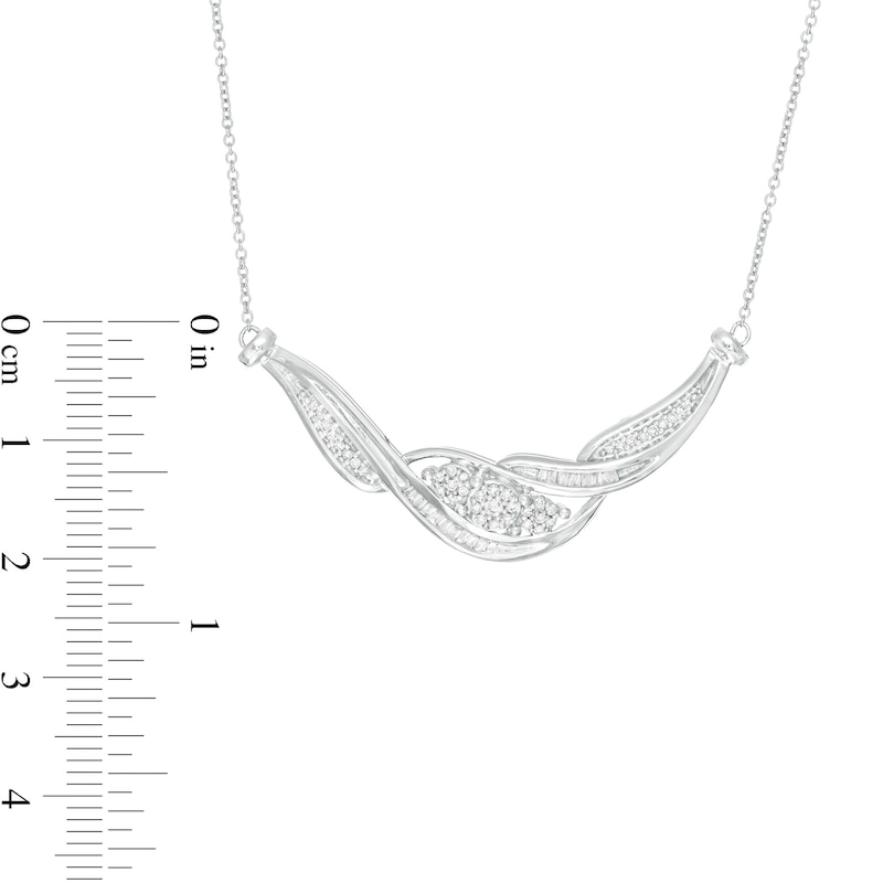 Main Image 3 of 1/2 CT. T.W. Diamond Past Present Future® Frame Necklace in 10K White Gold - 17"
