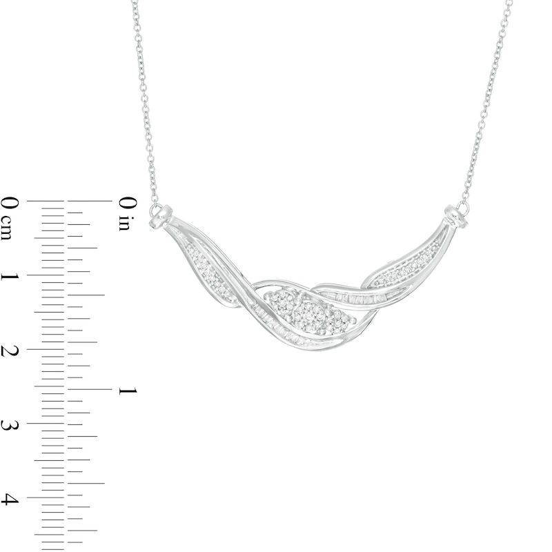 1/2 CT. T.W. Diamond Past Present Future® Frame Necklace in 10K White Gold - 17"