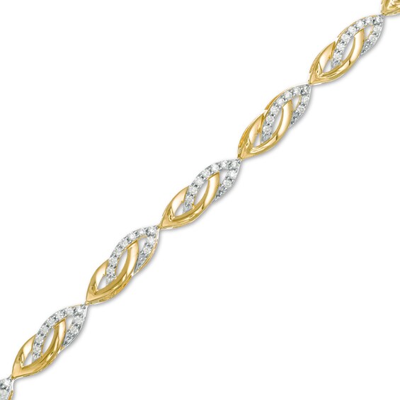 3/4 CT. T.w. Diamond Interlocking Marquise Bracelet in 10K Gold - 7.25"