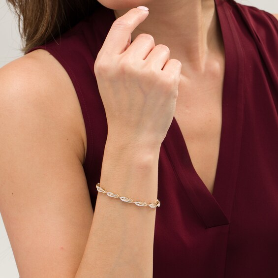 3/4 CT. T.w. Diamond Interlocking Marquise Bracelet in 10K Gold - 7.25"