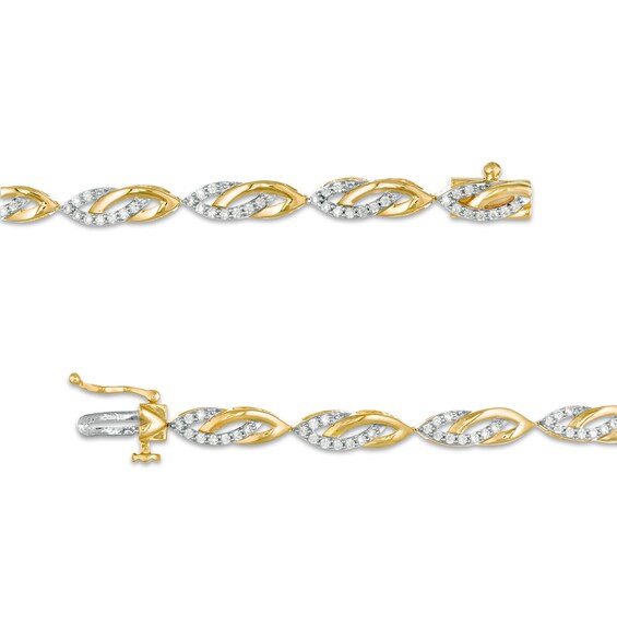 3/4 CT. T.w. Diamond Interlocking Marquise Bracelet in 10K Gold - 7.25"