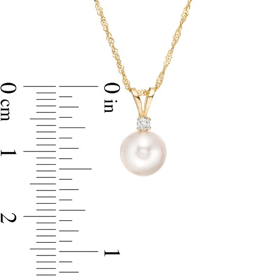 ImperialÂ® 7.5-8.0mm Akoya Cultured Pearl and Diamond Accent Pendant in 14K Gold