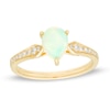 Thumbnail Image 1 of Pear-Shaped Opal and 1/8 CT. T.W. Diamond Vintage-Style Ring in 10K Gold