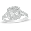 Thumbnail Image 1 of 1/5 CT. T.W. Composite Diamond Double Cushion Frame Split Shank Promise Ring in Sterling Silver