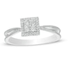 1/15 CT. T.W. Quad Diamond Square Frame Vintage-Style Promise Ring in Sterling Silver