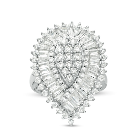 2-1/2 CT. T.w. Composite Diamond Pear-Shaped Frame Starburst Ring in 10K White Gold