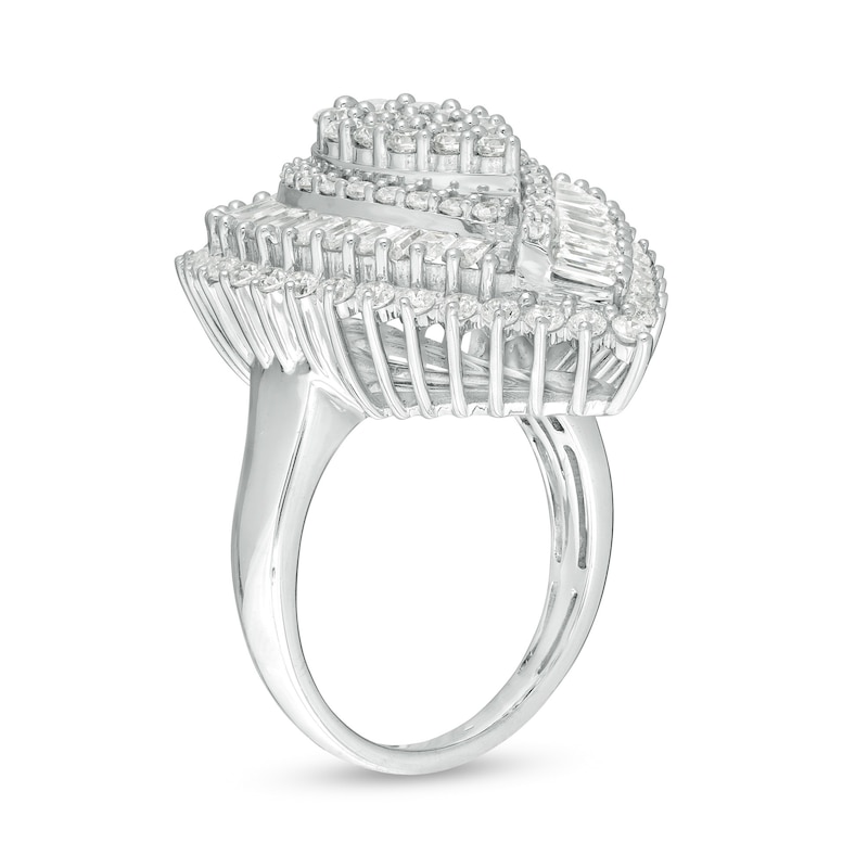 Main Image 3 of 2-1/2 CT. T.W. Composite Diamond Pear-Shaped Frame Starburst Ring in 10K White Gold