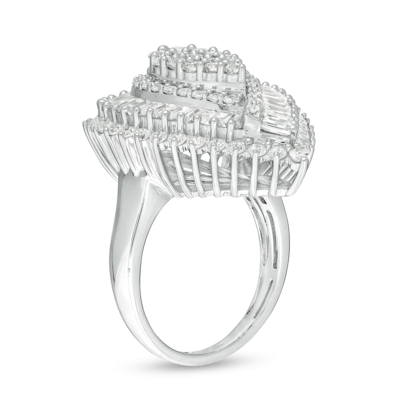 2-1/2 CT. T.W. Composite Diamond Pear-Shaped Frame Starburst Ring in 10K White Gold