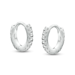 1/6 CT. T.W. Diamond Hoop Earrings in 10K White Gold