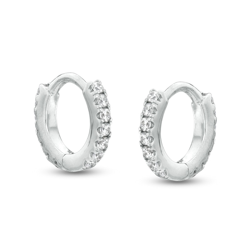 Main Image 1 of 1/6 CT. T.W. Diamond Hoop Earrings in 10K White Gold