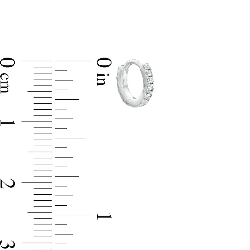 Main Image 3 of 1/6 CT. T.W. Diamond Hoop Earrings in 10K White Gold