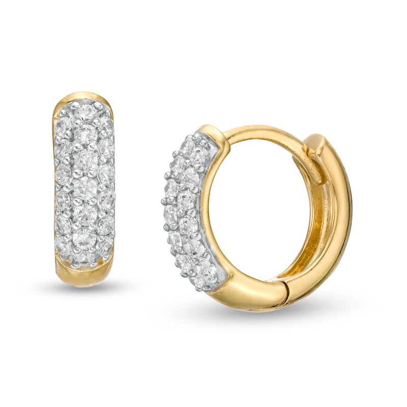 Main Image 1 of 1/4 CT. T.W. Diamond Multi-Row Hoop Earrings in 10K Gold