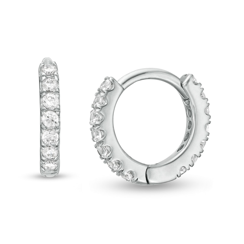 Main Image 1 of 1/4 CT. T.W. Diamond Hoop Earrings in 10K White Gold