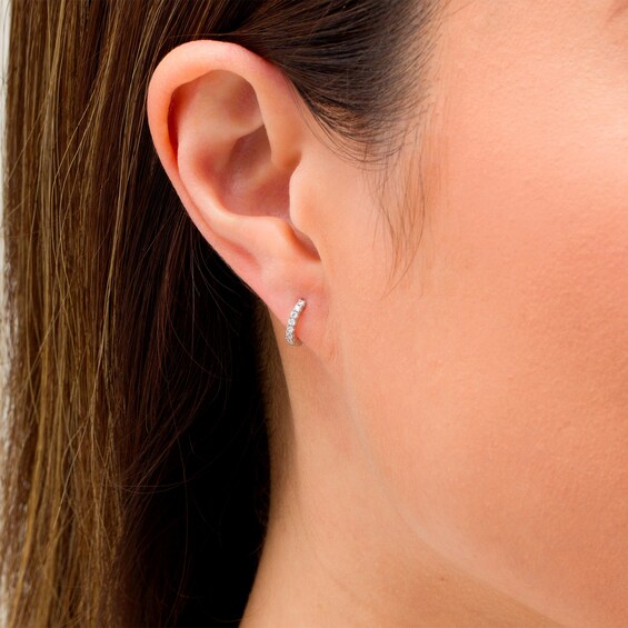 1/4 CT. T.w. Diamond Hoop Earrings in 10K White Gold