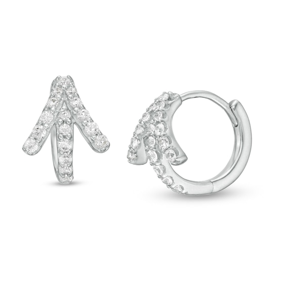 1/5 CT. T.w. Diamond Arrow Hoop Earrings in 10K White Gold