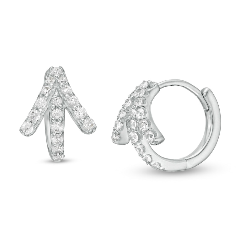 Main Image 1 of 1/5 CT. T.W. Diamond Arrow Hoop Earrings in 10K White Gold