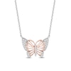 Thumbnail Image 0 of Enchanted Disney Mulan 1/10 CT. T.W. Diamond Butterfly Necklace in Sterling Silver and 10K Rose Gold