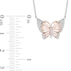 Thumbnail Image 2 of Enchanted Disney Mulan 1/10 CT. T.W. Diamond Butterfly Necklace in Sterling Silver and 10K Rose Gold