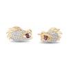 Thumbnail Image 0 of Enchanted Disney Mulan Garnet and 1/10 CT. T.W. Diamond Mushu Dragon Stud Earrings in 10K Gold