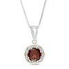 Thumbnail Image 1 of 8.0mm Garnet and 1/20 CT. T.W. Diamond Scallop Frame Pendant in Sterling Silver and 14K Gold