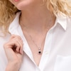 Thumbnail Image 2 of 8.0mm Garnet and 1/20 CT. T.W. Diamond Scallop Frame Pendant in Sterling Silver and 14K Gold
