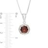 Thumbnail Image 2 of 8.0mm Garnet and 1/20 CT. T.W. Diamond Scallop Frame Pendant in Sterling Silver and 14K Gold