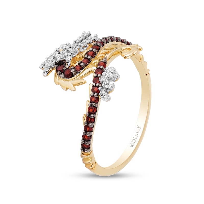 Main Image 2 of Enchanted Disney Mulan Garnet and 1/15 CT. T.W. Diamond Mushu Dragon Ring in 10K Gold - Size 7