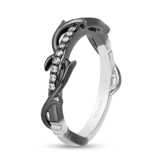Enchanted Disney Villains Maleficent 1/10 CT. T.w. Diamond Thorn Band in 14K White Gold and Black Rhodium
