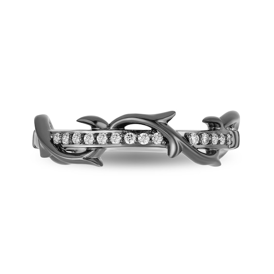 Enchanted Disney Villains Maleficent 1/10 CT. T.w. Diamond Thorn Band in 14K White Gold and Black Rhodium