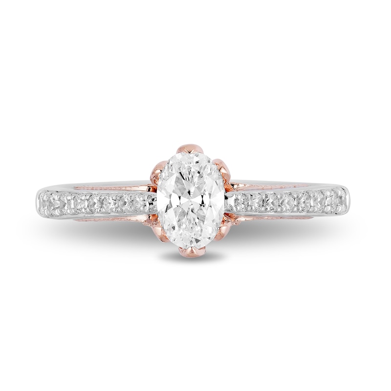 Main Image 3 of Enchanted Disney Anna 3/4 CT. T.W. Oval Diamond Vintage-Style Engagement Ring in 14K Two-Tone Gold