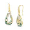 Thumbnail Image 1 of Multi-Shaped Blue Topaz and Lab-Created White Sapphire Open Teardrop Earrings in Sterling Silver with 18K Gold Plate