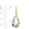 Thumbnail Image 3 of Multi-Shaped Blue Topaz and Lab-Created White Sapphire Open Teardrop Earrings in Sterling Silver with 18K Gold Plate