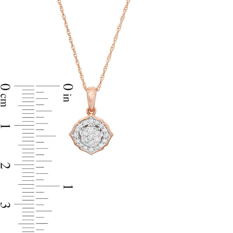 Main Image 2 of 1/4 CT. T.W. Composite Diamond Petal Frame Flower Pendant in 10K Rose Gold