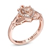 Thumbnail Image 2 of 6.0mm Heart-Shaped Morganite and 1/10 CT. T.W. Diamond Frame Engravable Claddagh Promise Ring in 10K Rose Gold (1 Line)