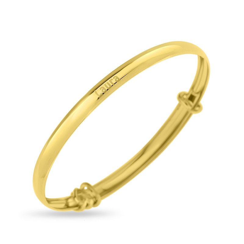 Baby's First Diamond Accent Heart Slider Engravable Name Bangle in 10K Gold (1 Line) - 6.25"