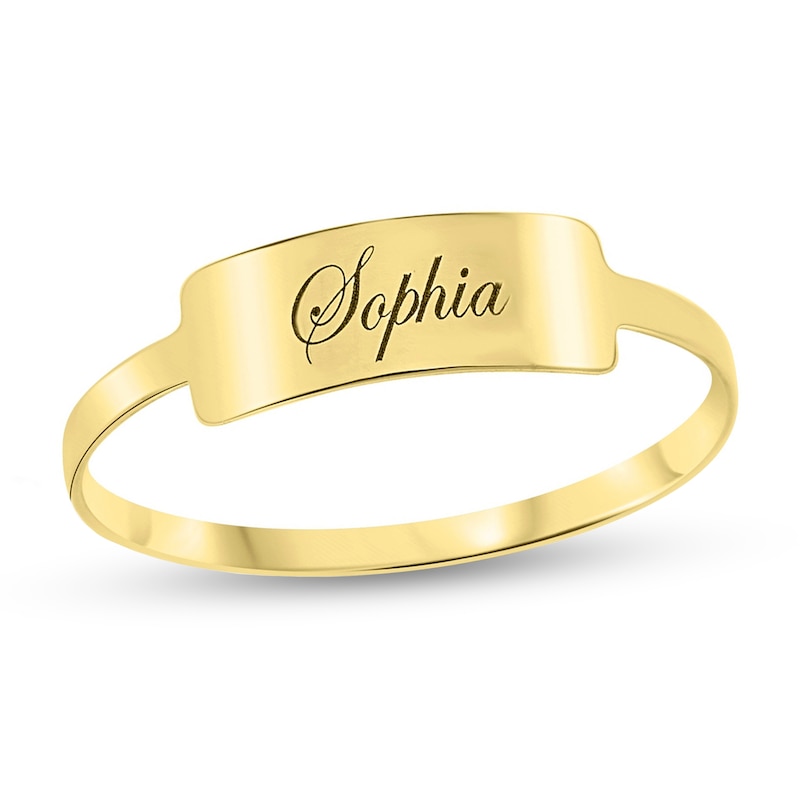 Main Image 1 of Engravable Script Name Bar Stackable Ring in 10K Gold (1 Line)