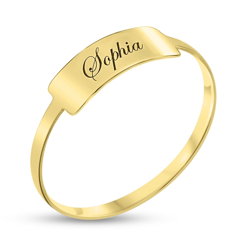 Main Image 2 of Engravable Script Name Bar Stackable Ring in 10K Gold (1 Line)