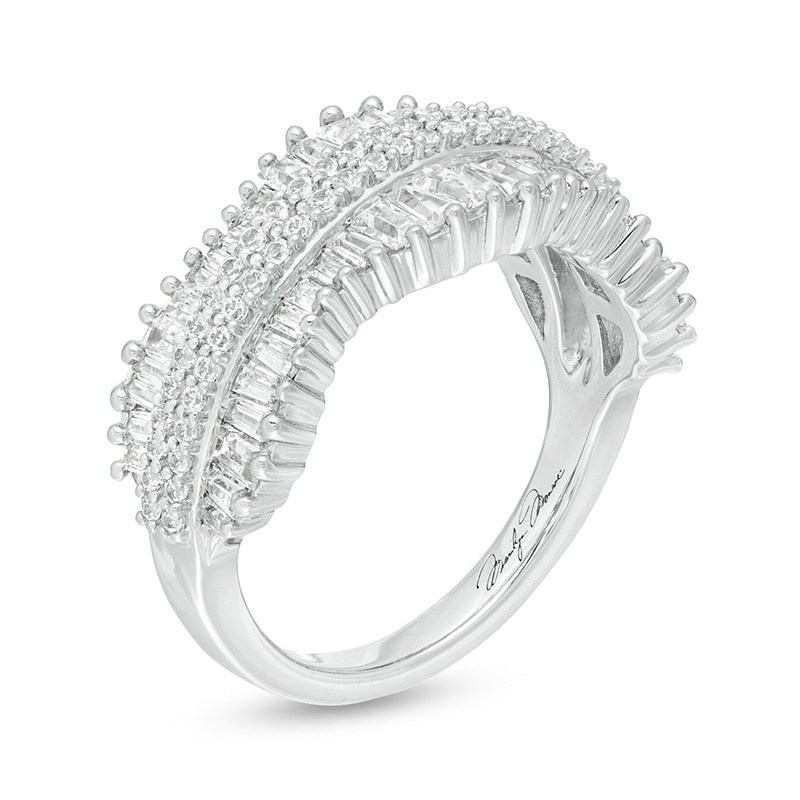 Main Image 2 of Marilyn Monroe™ Collection 1 CT. T.W. Baguette and Round Diamond Concave Ring in 10K White Gold