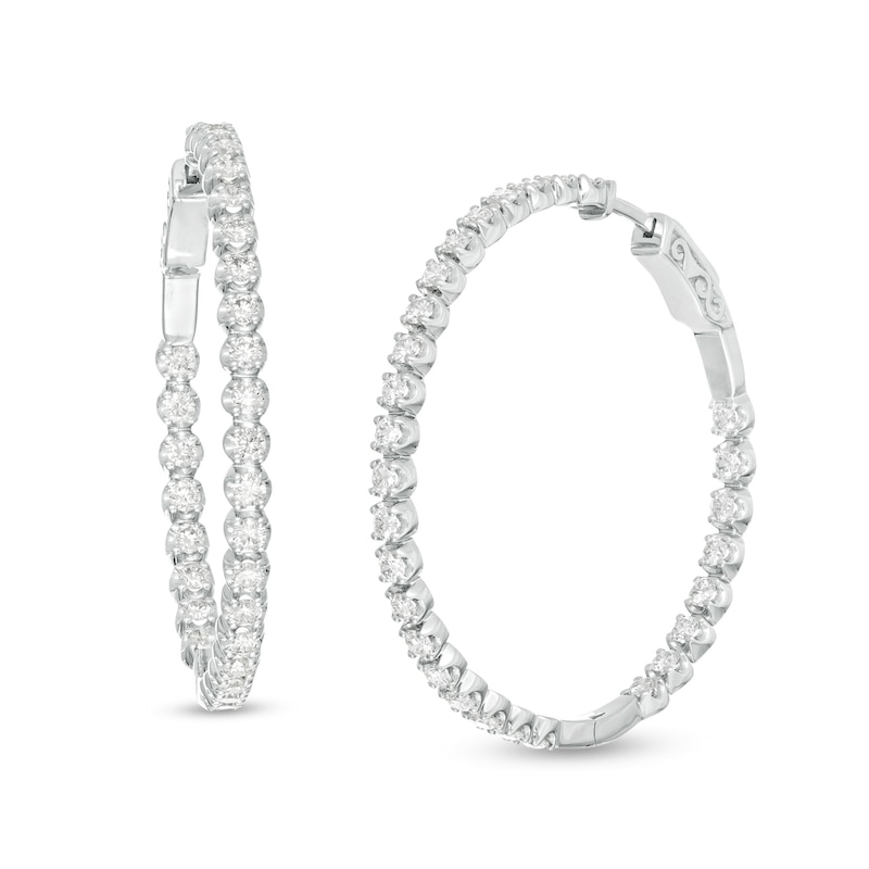 Main Image 1 of Marilyn Monroe™ Collection 2 CT. T.W. Journey Diamond Inside-Out Hoop Earrings in 10K White Gold