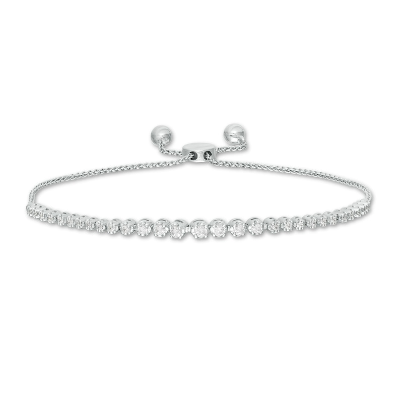 Marilyn Monroe™ Collection 1/2 CT. T.W. Journey Diamond Bolo Bracelet in 10K White Gold - 9.5"