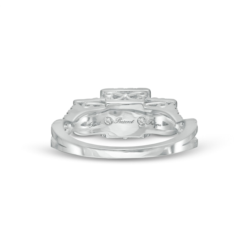 Main Image 4 of 1-1/2 CT. T.W. Princess-Cut Diamond Frame Past Present Future® Engagement Ring in 14K White Gold