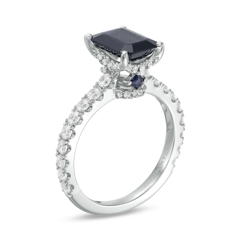 Main Image 2 of Vera Wang Love Collection Certified Octagonal Blue Sapphire and 3/4 CT. T.W. Diamond Engagement Ring in 14K White Gold