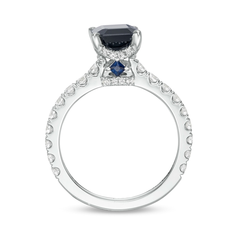 Vera Wang Love Collection Certified Octagonal Blue Sapphire and 3/4 CT. T.W. Diamond Engagement Ring in 14K White Gold