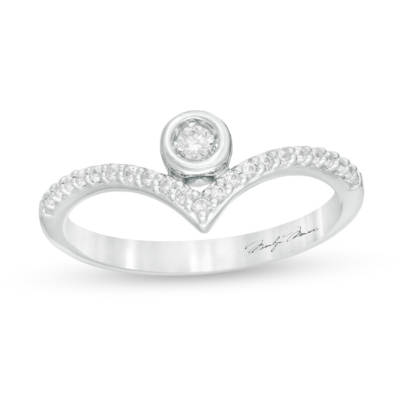 Main Image 1 of Marilyn Monroe™ Collection 1/5 CT. T.W. Diamond Chevron Ring in 10K White Gold