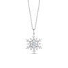 Thumbnail Image 1 of Enchanted Disney Elsa 4.0mm Aquamarine and 1/6 CT. T.W. Diamond Snowflake Pendant in Sterling Silver - 19"