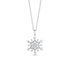 Thumbnail Image 0 of Enchanted Disney Elsa 4.0mm Aquamarine and 1/6 CT. T.W. Diamond Snowflake Pendant in Sterling Silver - 19"