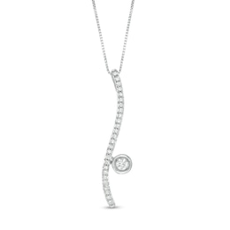 Marilyn Monroe™ Collection 1/5 CT. T.W. Diamond Linear Ribbon Pendant in 10K White Gold