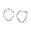 Thumbnail Image 1 of Marilyn Monroe™ Collection 1/4 CT. T.W. Journey Diamond Hoop Earrings in 10K White Gold